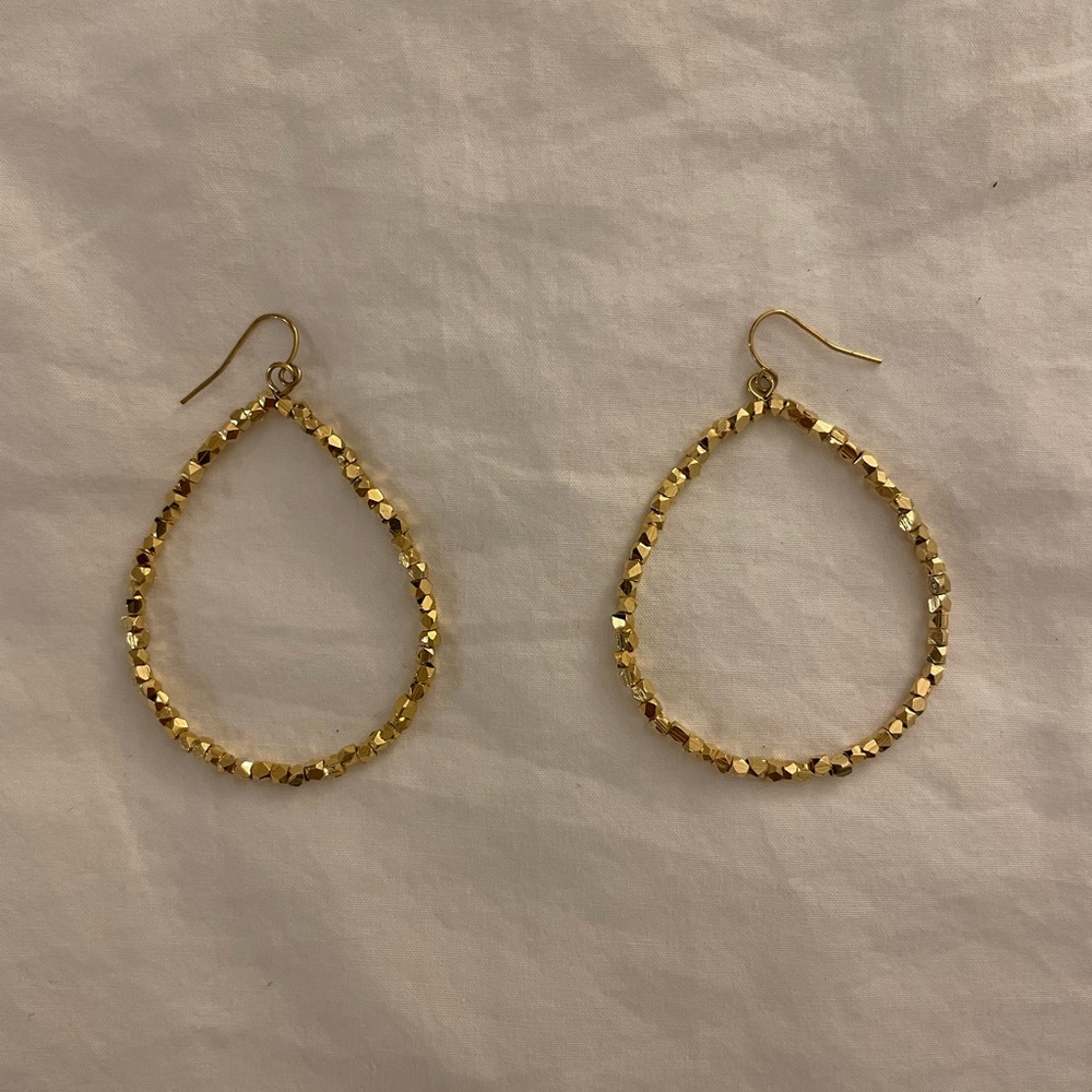 Gold beaded hoop earrings